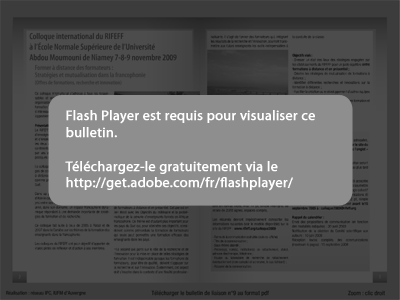 Votre Flash Player n'est pas à jour. Téléchargez la plus récente version via le http://get.adobe.com/fr/flashplayer/